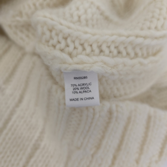 Express Cable Knit Cream Baby Doll Alpaca/wool Blend Hooded Sweater Size L - Picture 7 of 10
